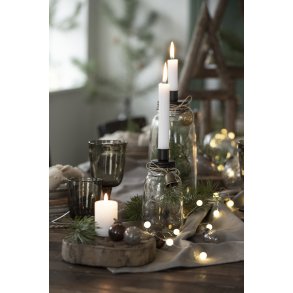 Kronelys - hvid rustik