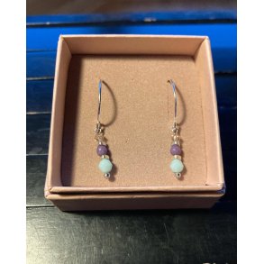 Slv Creol m/turkis,lilla og klar perler