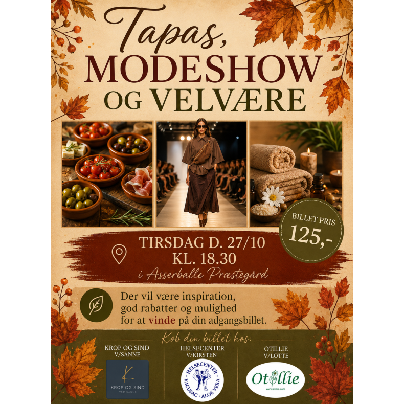 Tapas, mode og velv�re d. 27/10 kl. 18.30