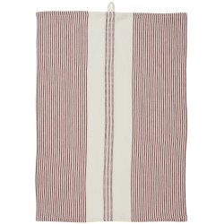 Viskestykke hvid m/rde striber