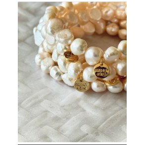 Perle armb�nd m lille guld knude