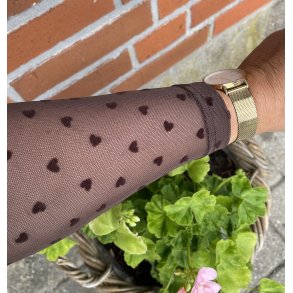 Mesh bluse m hjerter - Brun 