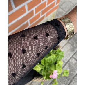 Mesh bluse m hjerter - Sort